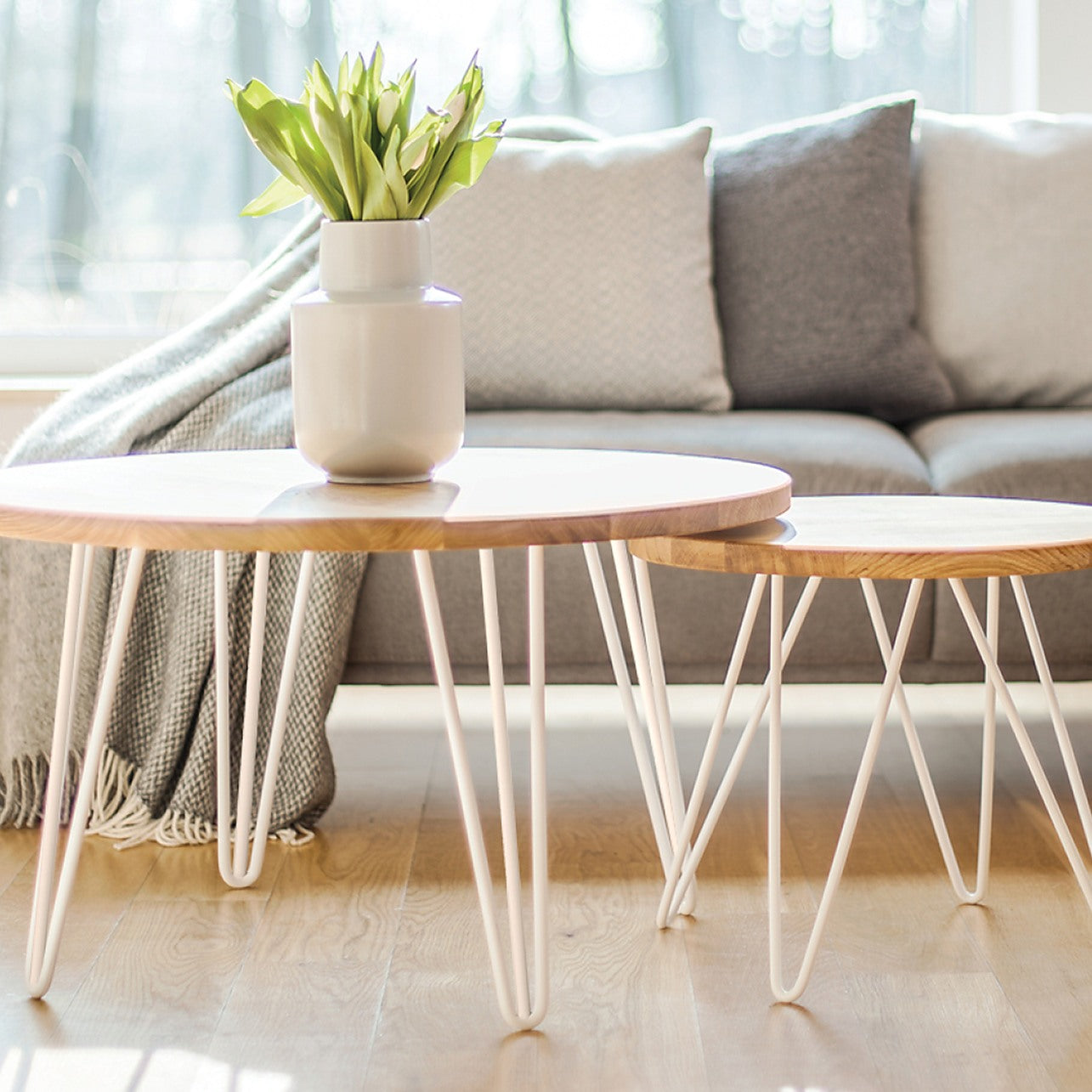 Set of White Industrial Retro 3-Rod Table Legs – 12mm Steel Bench Desk Supports 41cm