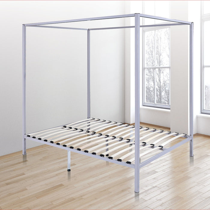 4 Four Poster Double Bed Frame - Cream