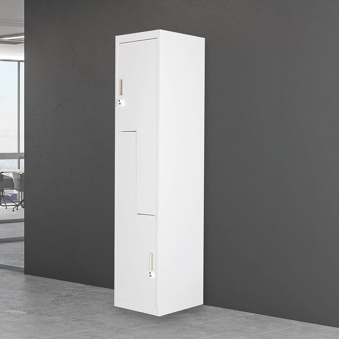 Grey Two-Door L-shaped Office Gym Shed Storage Locker - 3-Digit Combination Lock