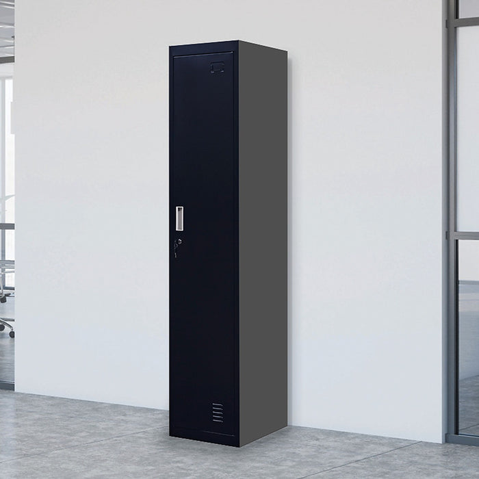 Black One-Door Office Gym Shed Clothing Locker Cabinet - Standard Lock with 2 Keys