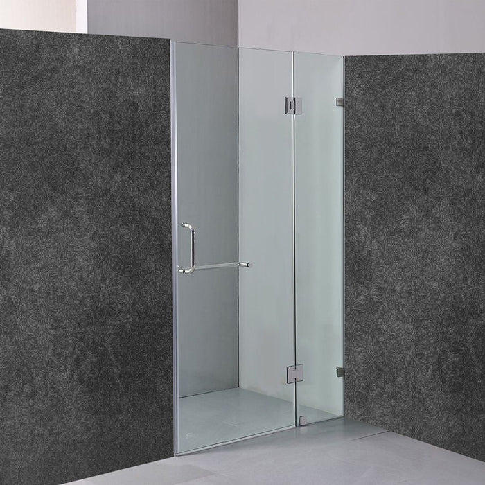 110 x 200cm Wall to Wall Frameless Shower Screen in CHROME Hardware, ROUND Handle