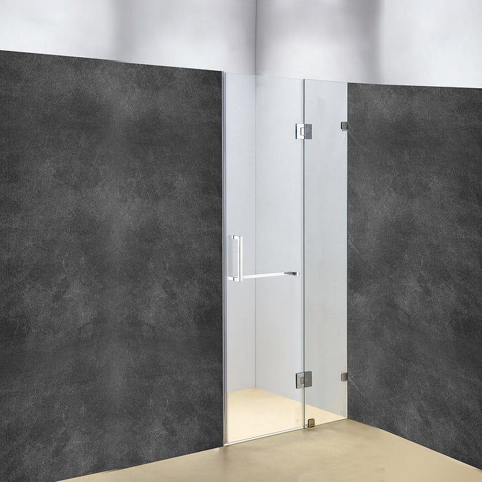 120 x 200cm Wall to Wall Frameless Shower Screen in CHROME Hardware, SQUARE Handle