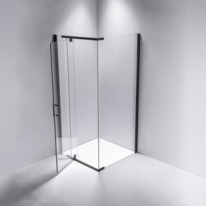 900 x 800 x 1900mm Framed Safety Glass Pivot Door Shower Screen in Black
