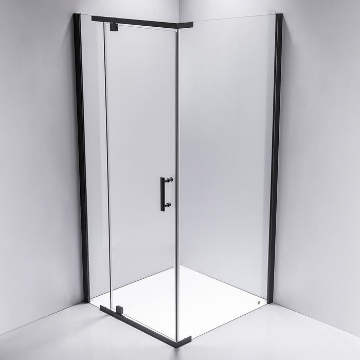 1000 x 700 x 1900mm Framed Safety Glass Pivot Door Shower Screen in Black
